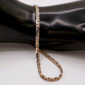 Vintage Unisex Sterling Silver Bean Chain Link Bracelet or Ankle Bracelet 10"